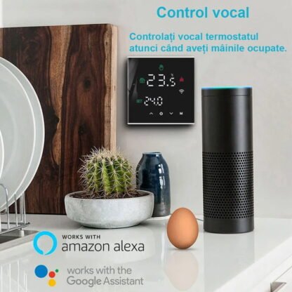 Termostat inteligent WIFI, 16A, incalzire prin pardoseala pe gaz sau electrica, control aplicatie TUYA, SMART LIFE ecran LCD, control vocal, diverse programe de functionare, Negru - imagine 5