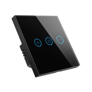 Intrerupator simplu cu touch si dimmer Tuya, 1X300W, sticla, aplicatie de mobil Tuya Smart, Smart Life, IFTTT, Alexa si Google Assistant, negru